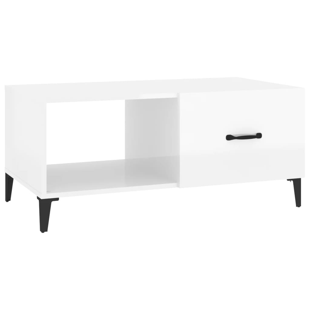 Salongbord høyglans hvit 90x50x40 cm konstruert tre