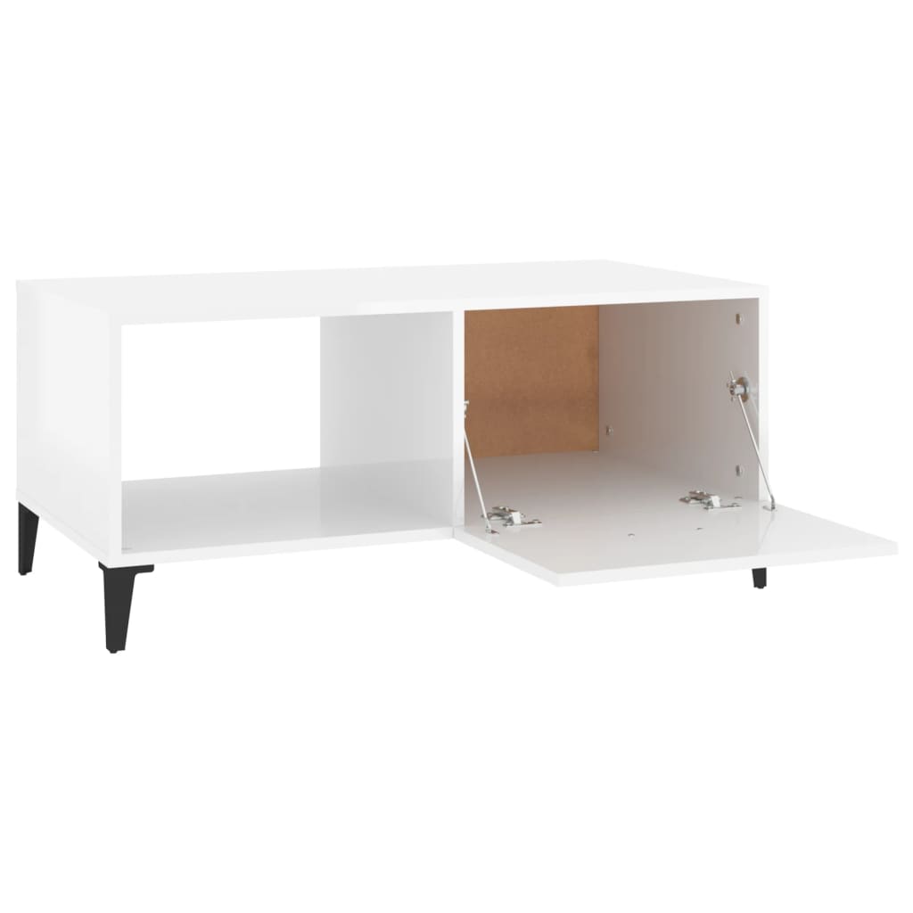 Salongbord høyglans hvit 90x50x40 cm konstruert tre