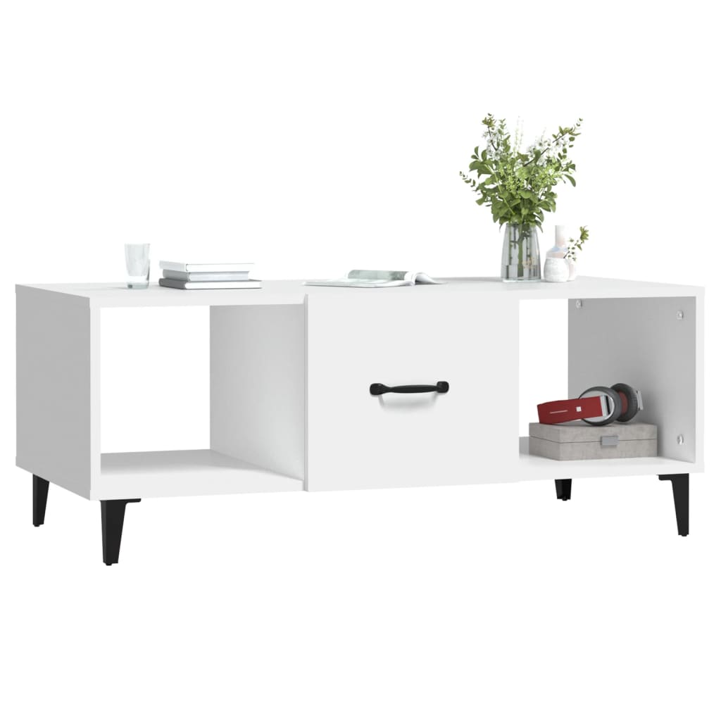 Salongbord hvit 102x50x40 cm konstruert tre