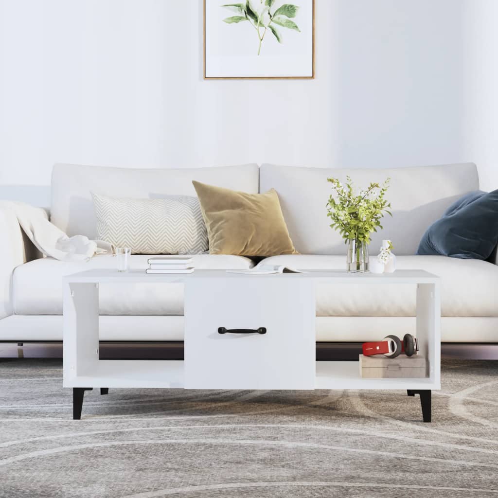 Salongbord hvit 102x50x40 cm konstruert tre
