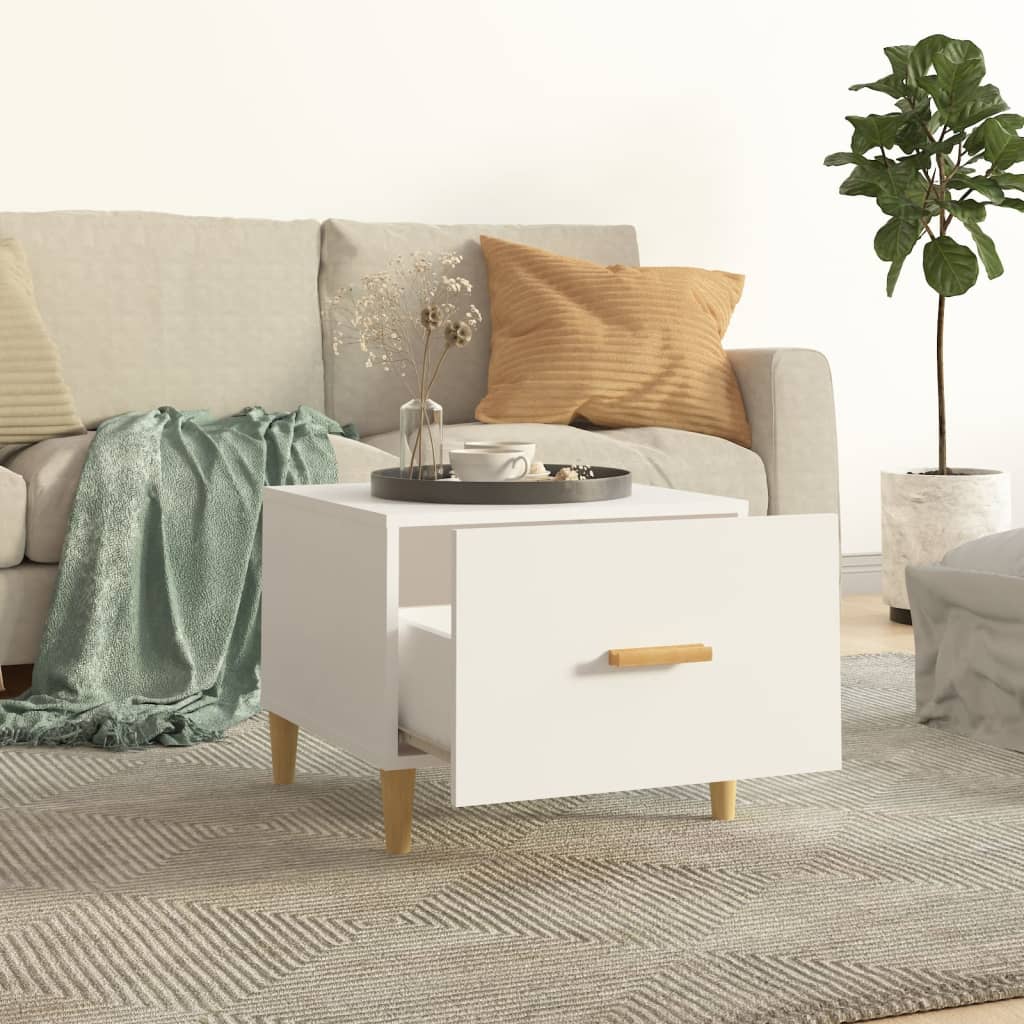 Salongbord 2 stk hvit 50x50x40 cm konstruert tre