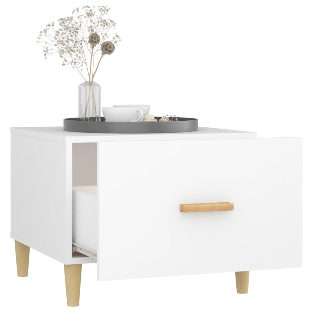 Salongbord 2 stk hvit 50x50x40 cm konstruert tre