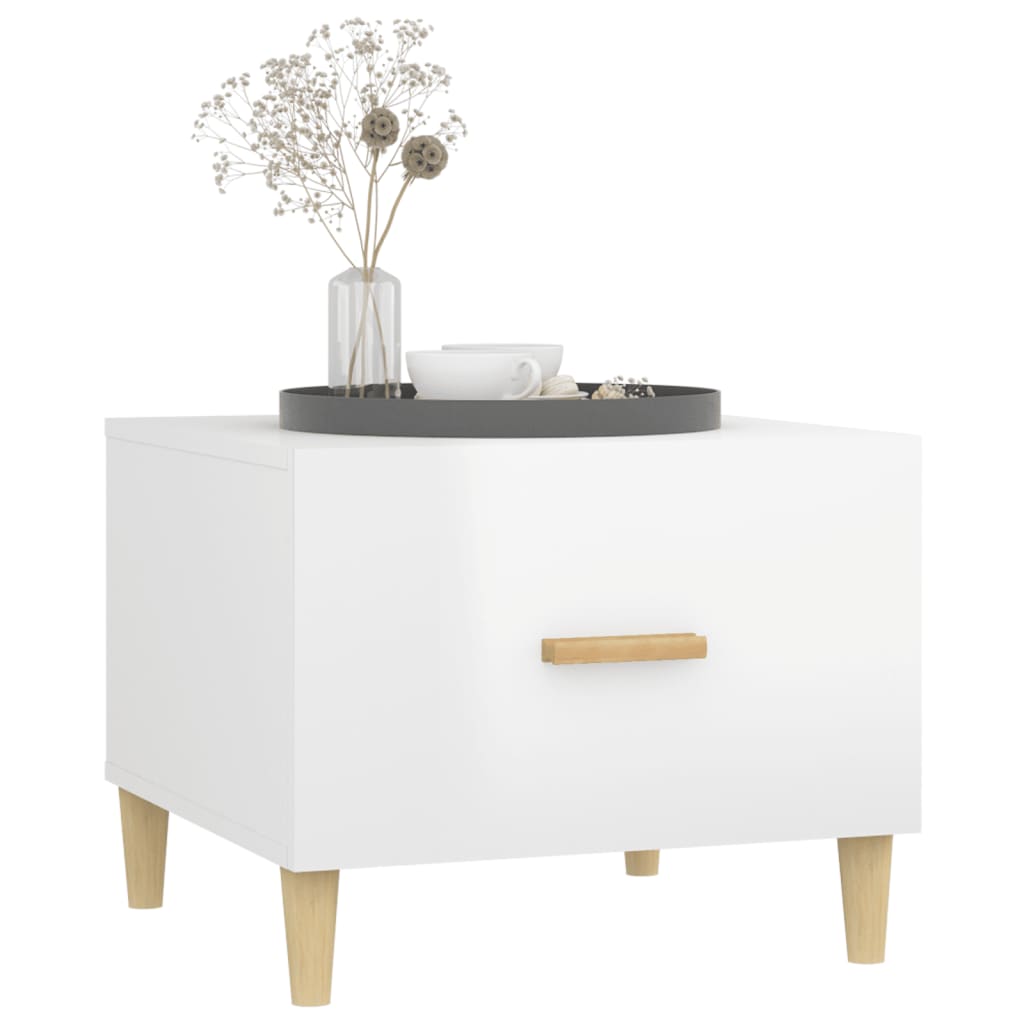 Salongbord 2 stk høyglans hvit 50x50x40 cm konstruert tre