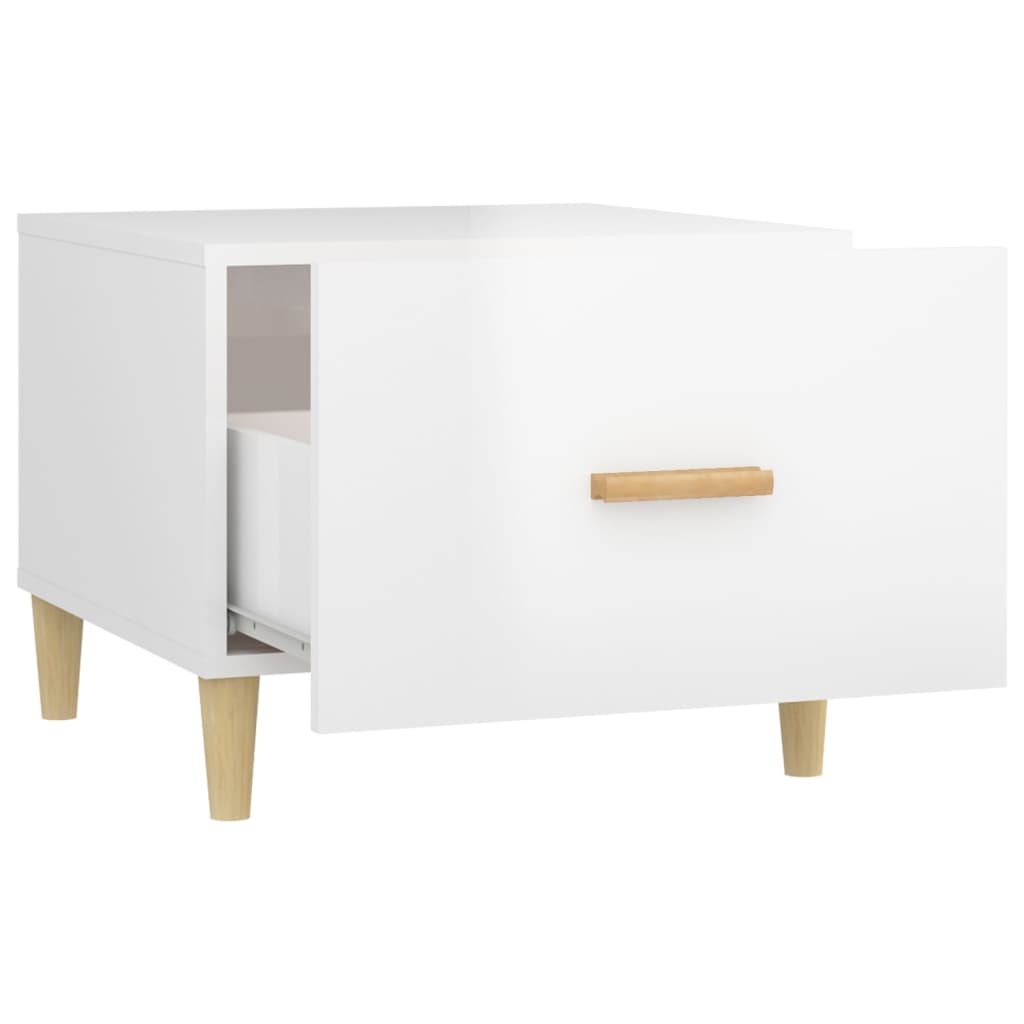 Salongbord 2 stk høyglans hvit 50x50x40 cm konstruert tre