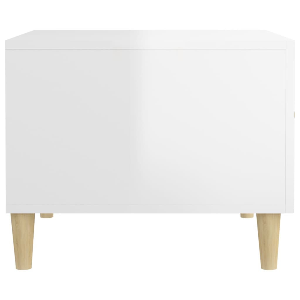Salongbord 2 stk høyglans hvit 50x50x40 cm konstruert tre