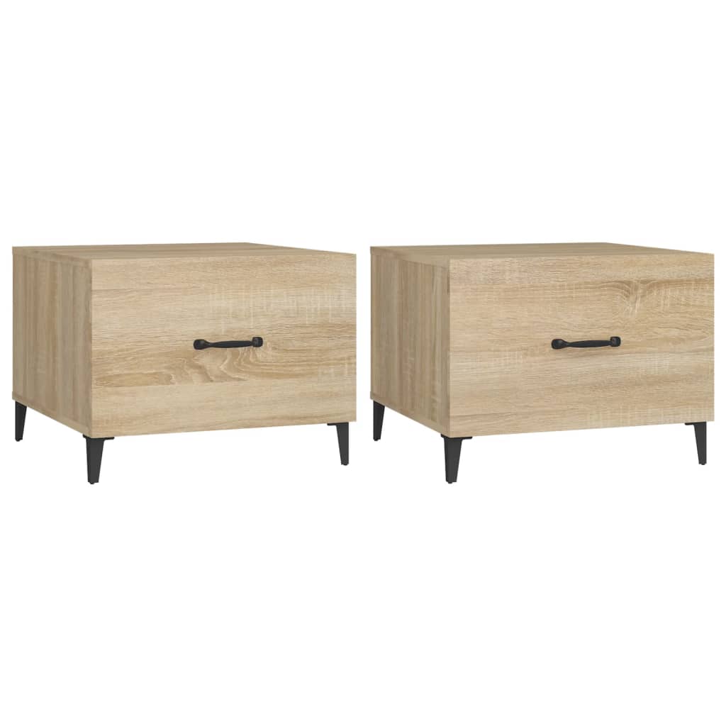 Salongbord med metallben 2 stk sonoma eik 50x50x40 cm