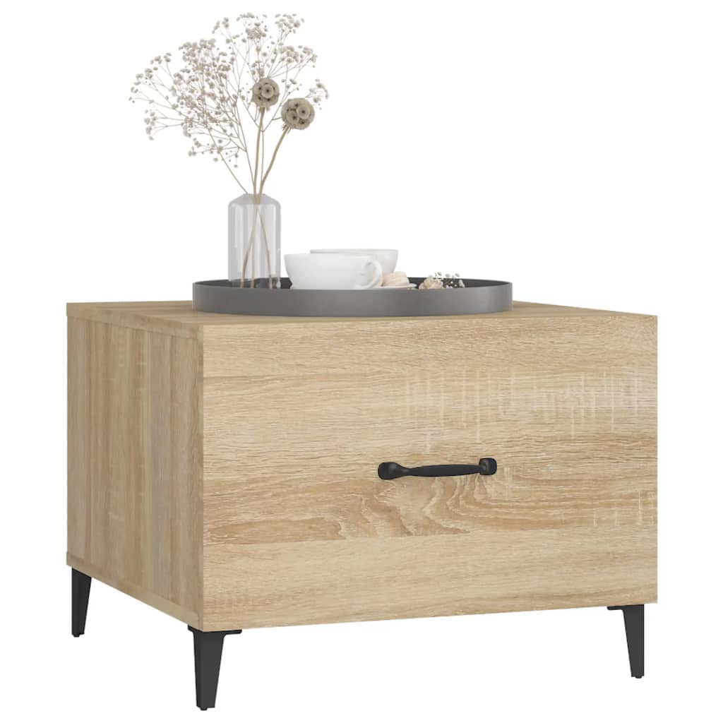 Salongbord med metallben 2 stk sonoma eik 50x50x40 cm