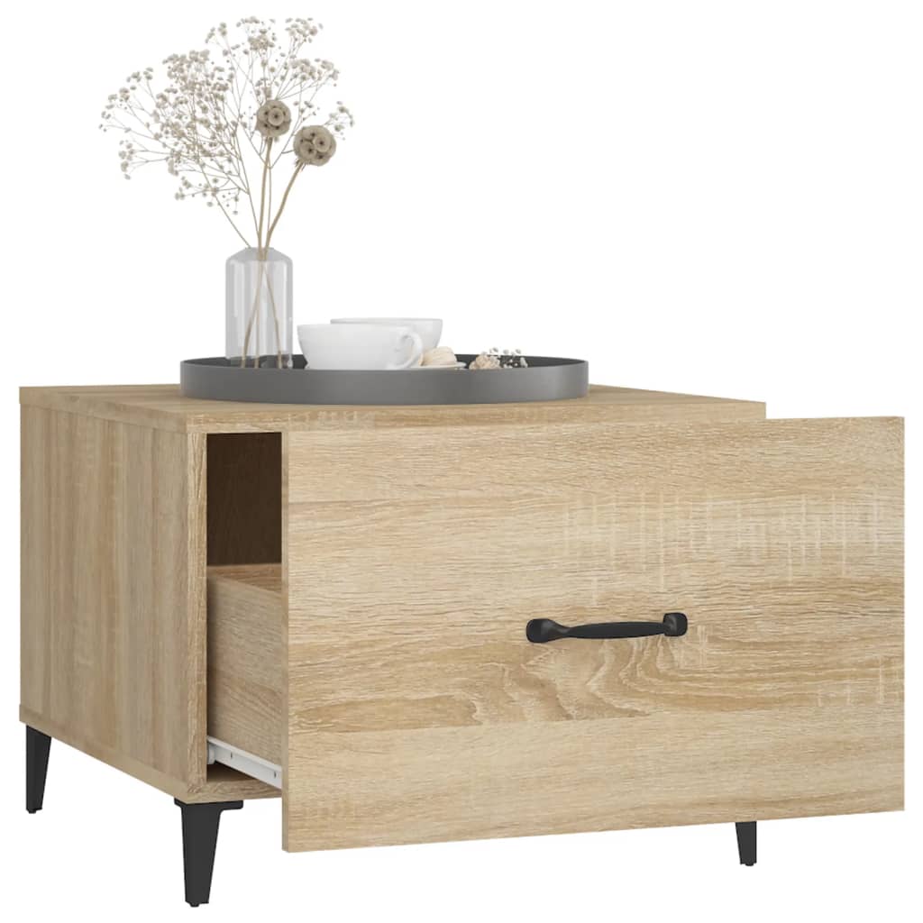 Salongbord med metallben 2 stk sonoma eik 50x50x40 cm