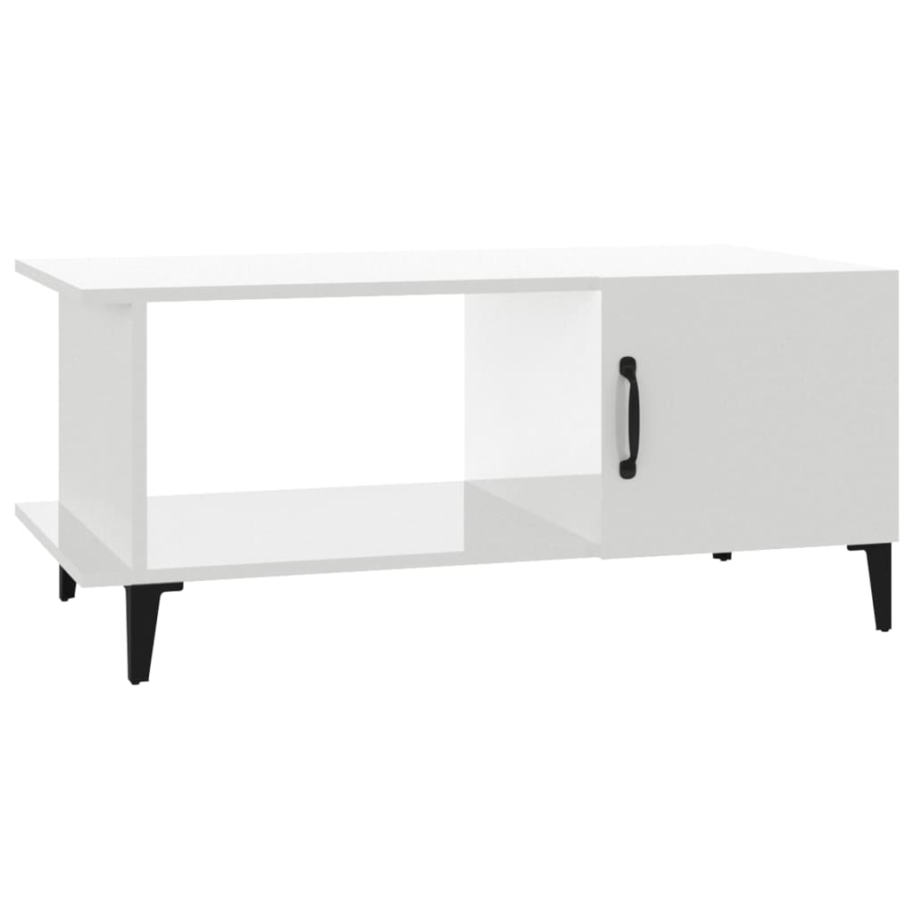 Salongbord høyglans hvit 90x50x40 cm konstruert tre