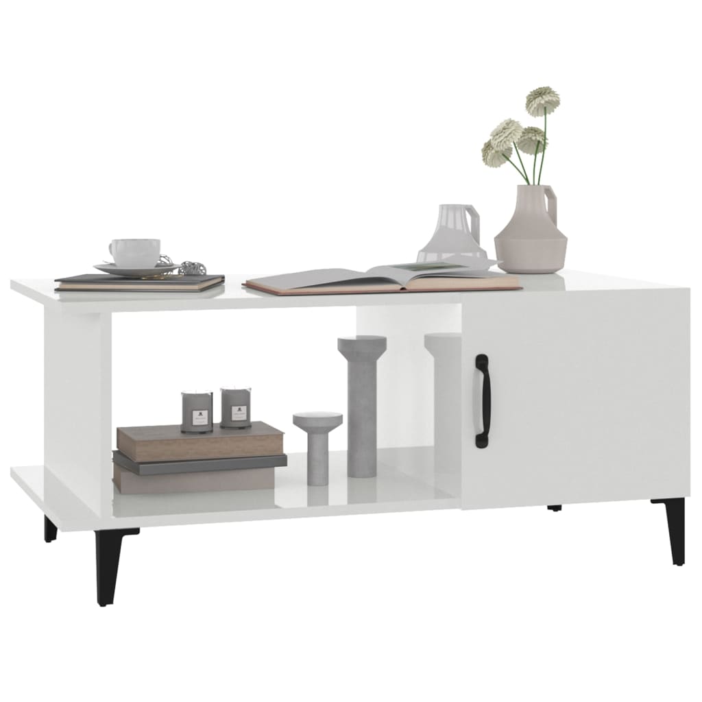 Salongbord høyglans hvit 90x50x40 cm konstruert tre