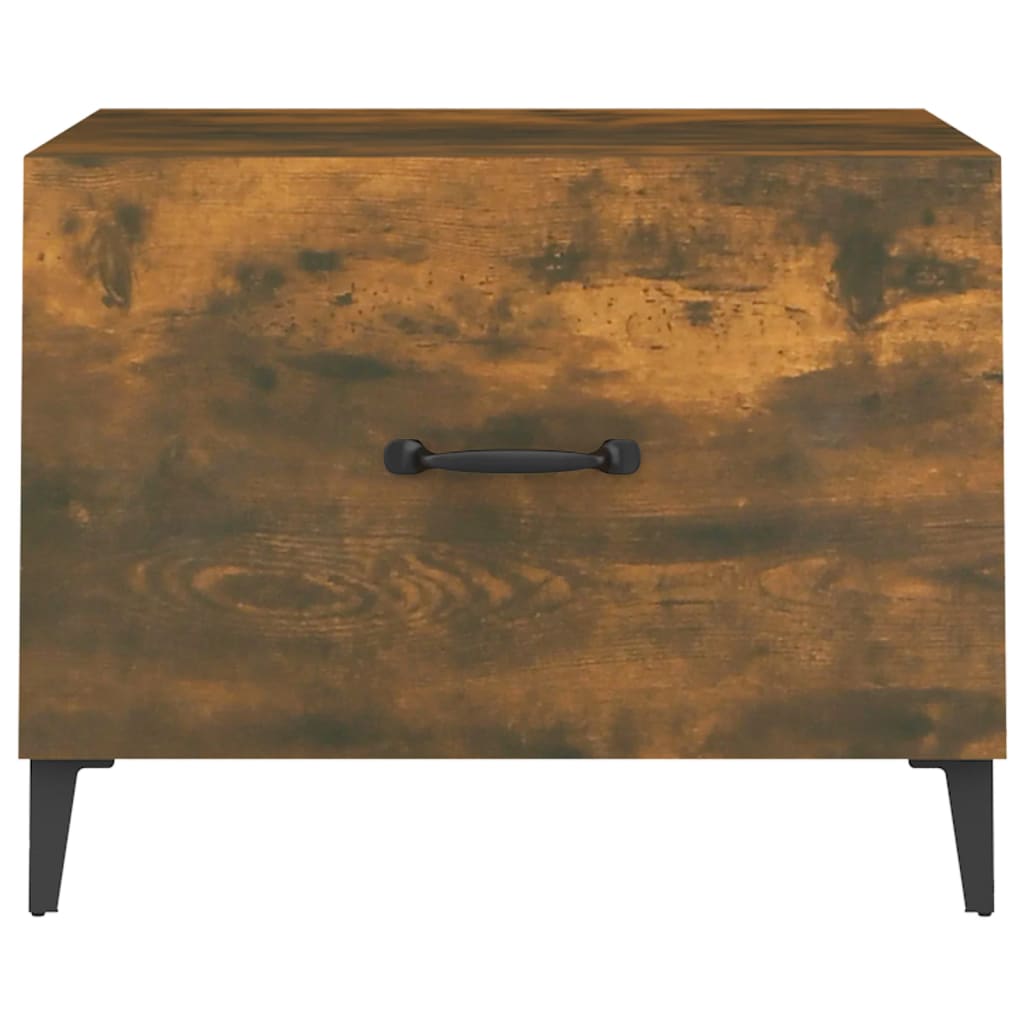 Salongbord med metallben 2 stk røkt eik 50x50x40 cm