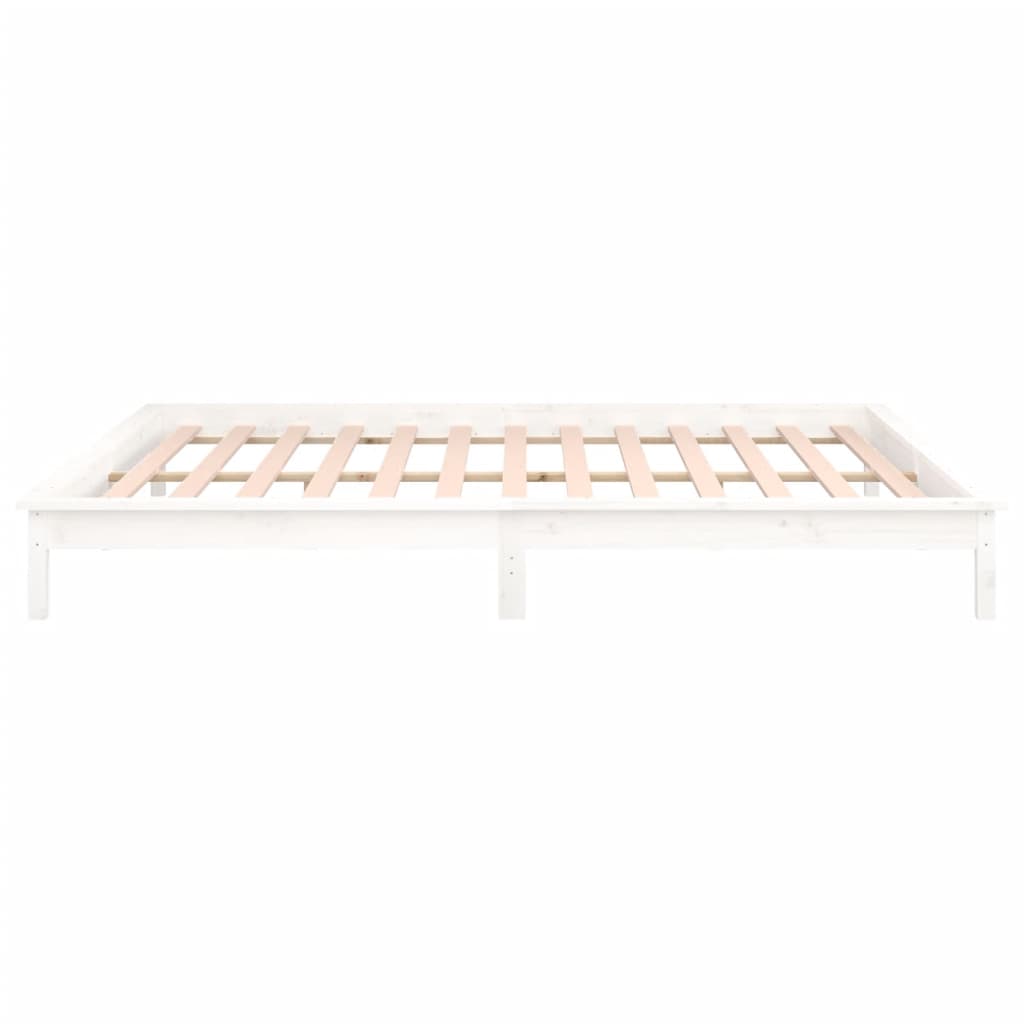 Sengeramme med LED hvit 120x200 cm heltre