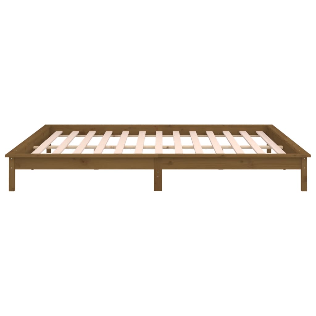 Sengeramme med LED honningbrun 140x200 cm heltre
