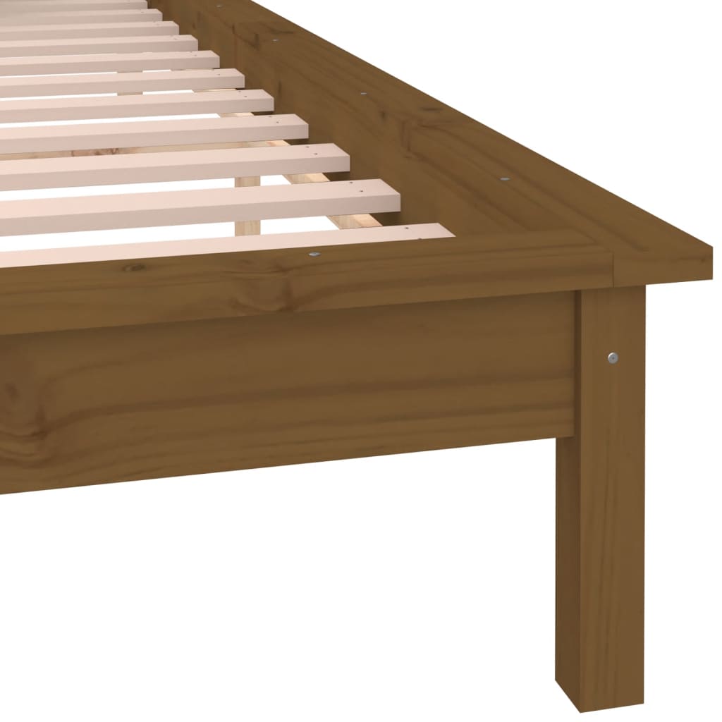 Sengeramme med LED honningbrun 140x200 cm heltre