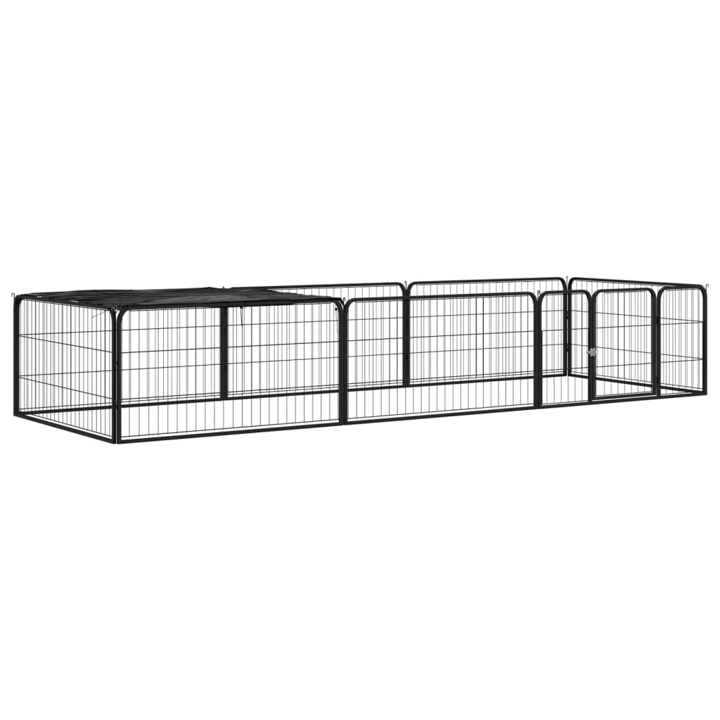 Hundegrind med 8 paneler svart 100x50 cm pulverlakkert stål