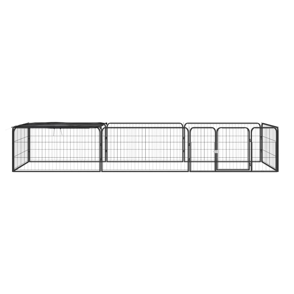 Hundegrind med 8 paneler svart 100x50 cm pulverlakkert stål