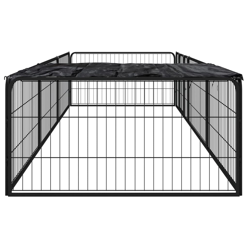 Hundegrind med 8 paneler svart 100x50 cm pulverlakkert stål