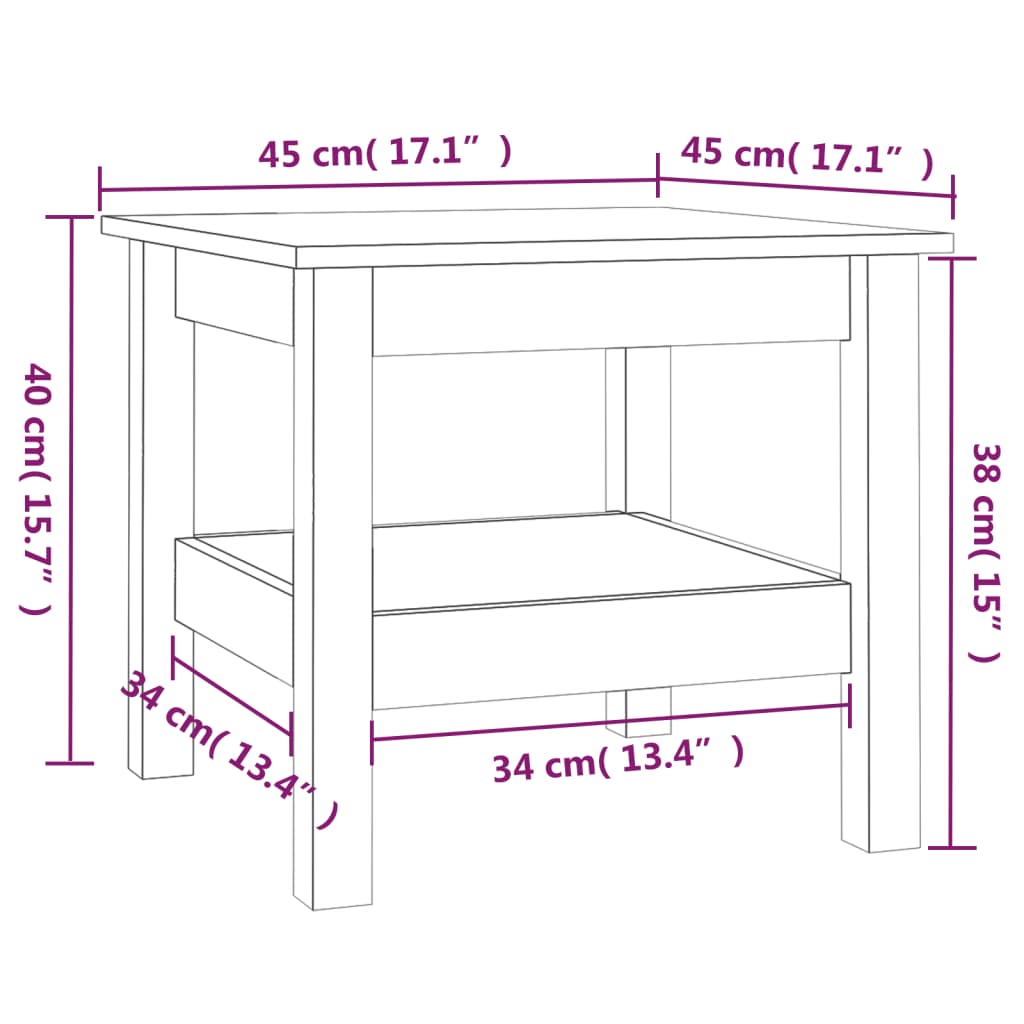 Salongbord 45x45x40 cm heltre furu