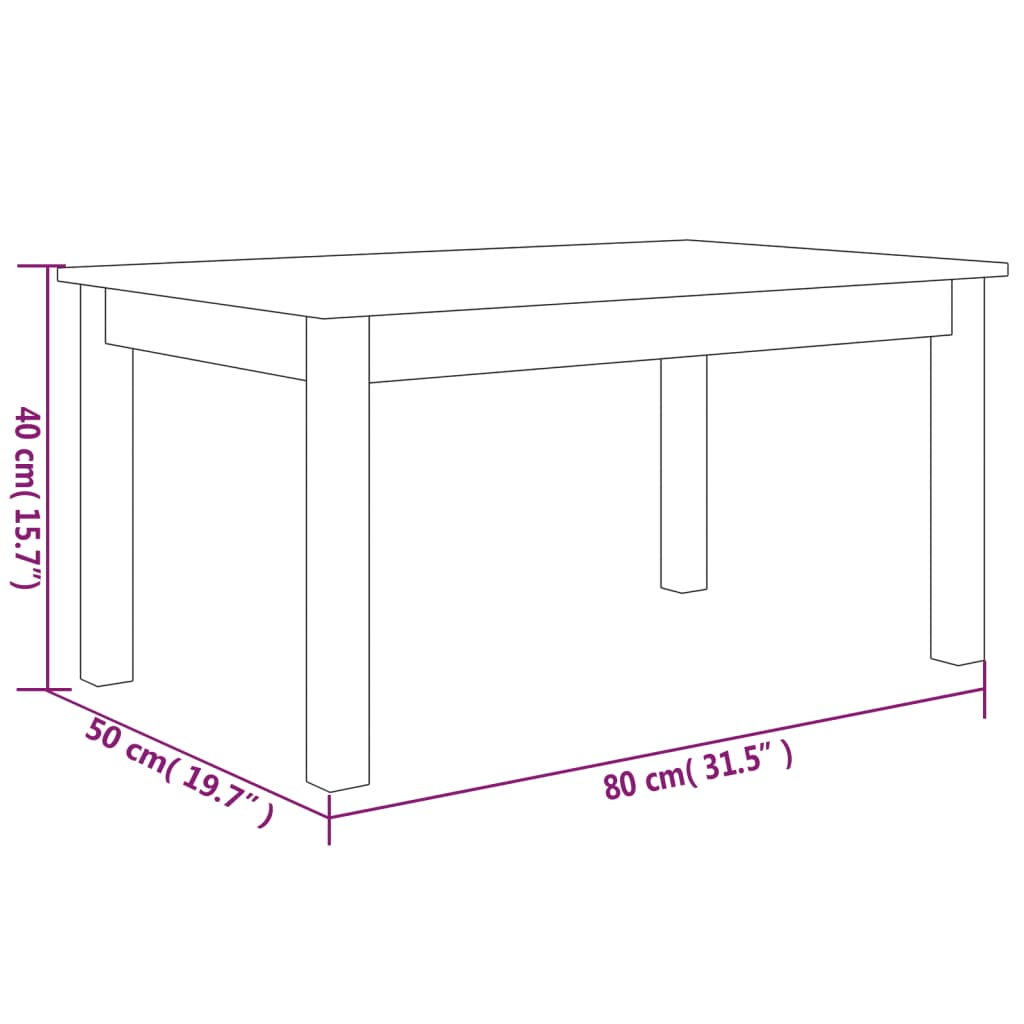 Salongbord honningbrun 80x50x40 cm heltre furu