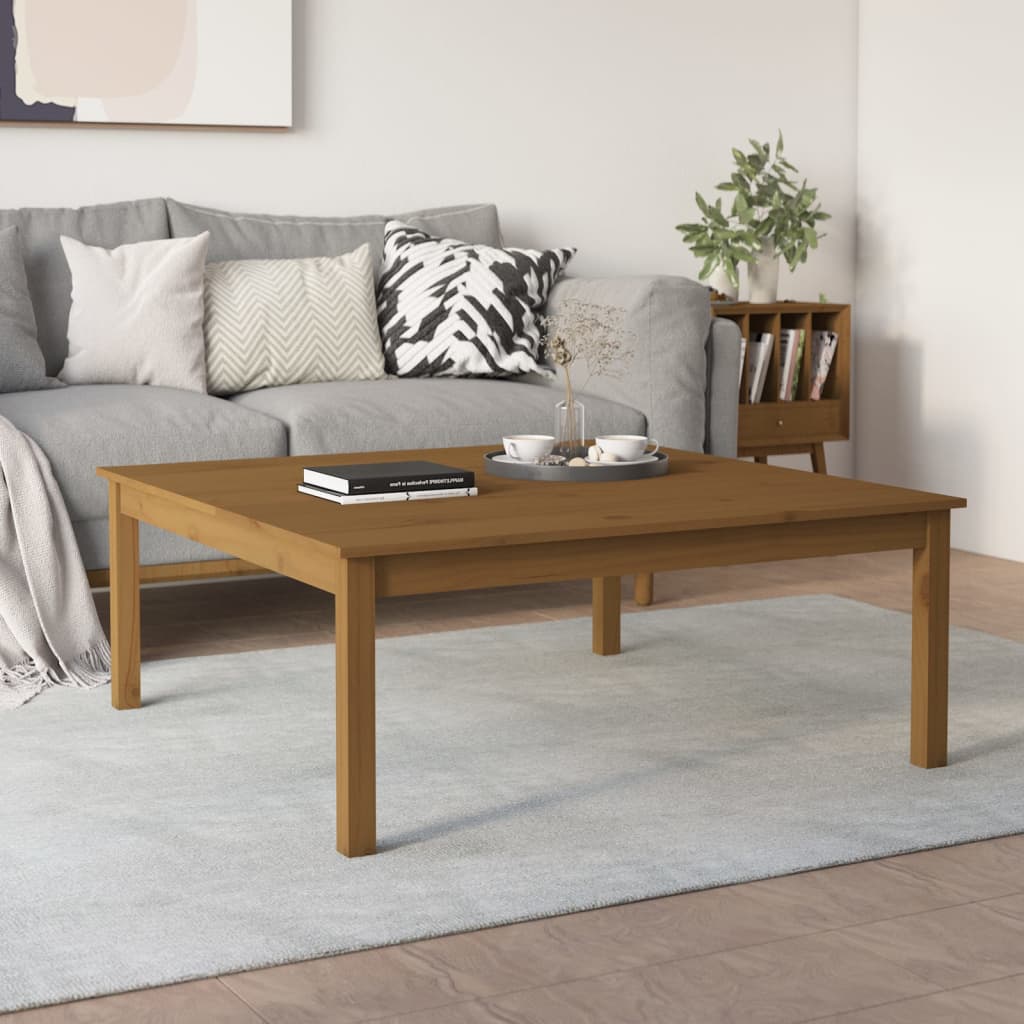 Salongbord honningbrun 100x100x40 cm heltre furu