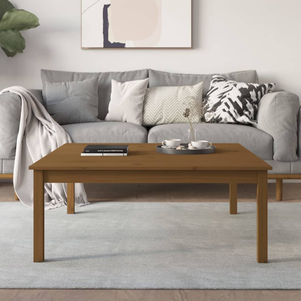 Salongbord honningbrun 100x100x40 cm heltre furu