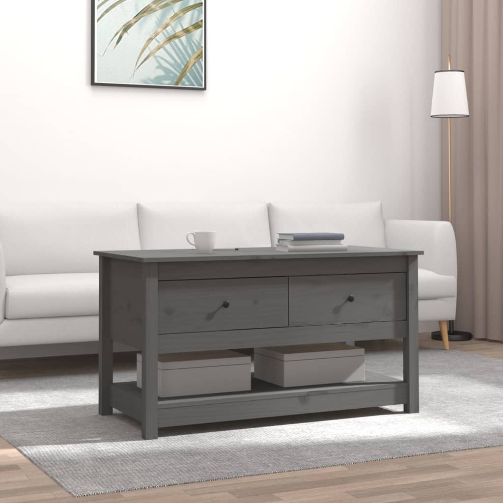 Salongbord grå 102x49x55 cm heltre furu