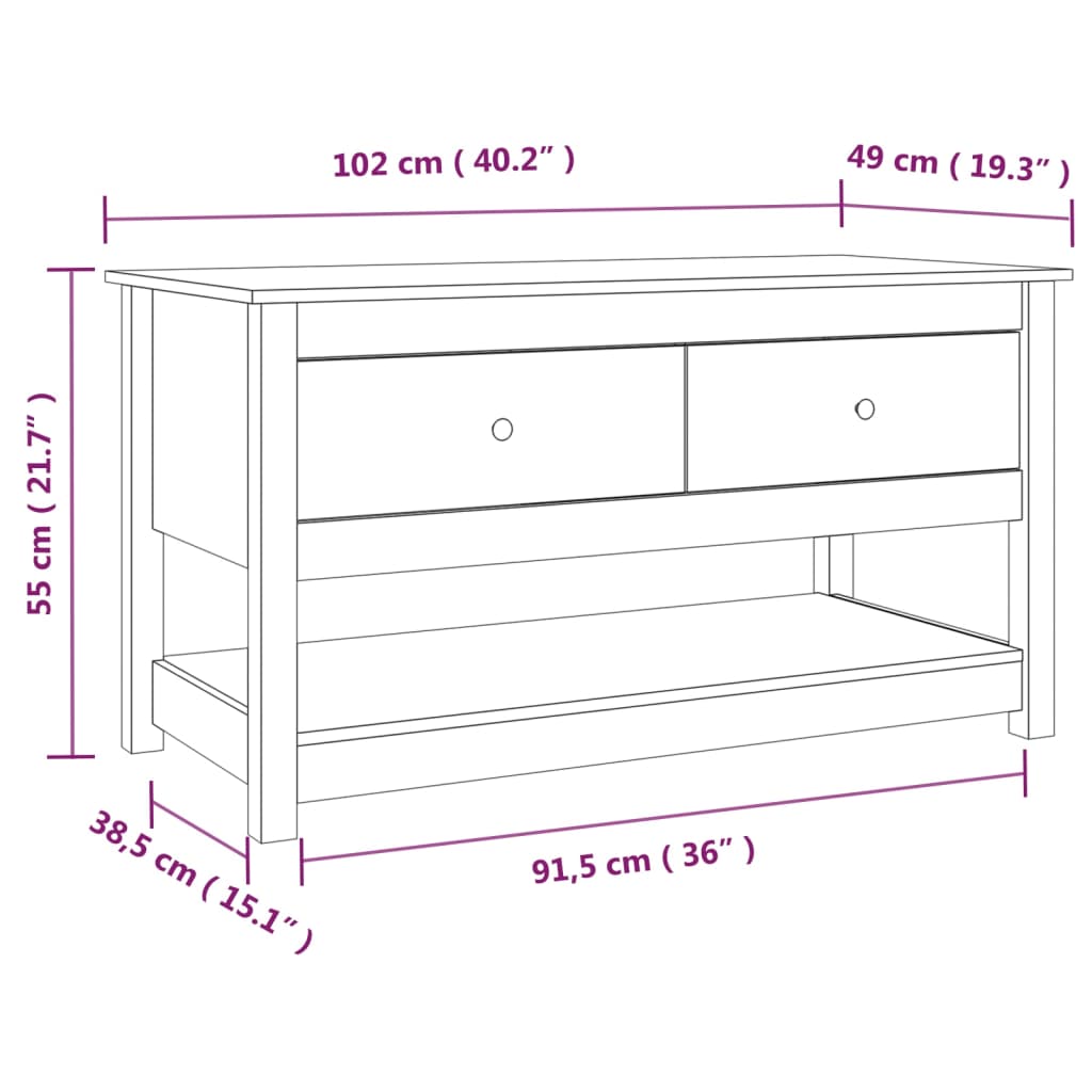 Salongbord honningbrun 102x49x55 cm heltre furu
