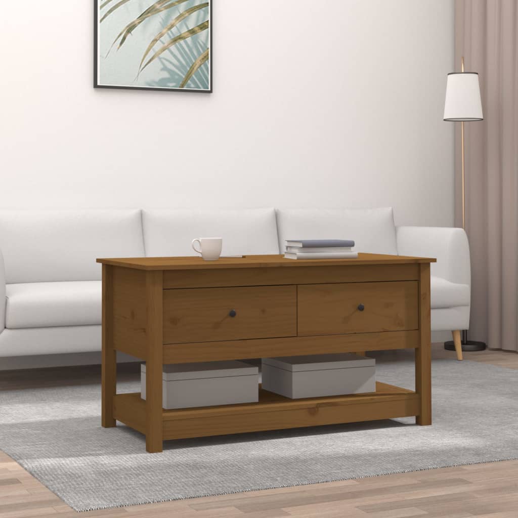 Salongbord honningbrun 102x49x55 cm heltre furu