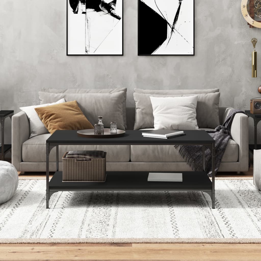 Salongbord svart 100x50x40 cm konstruert tre