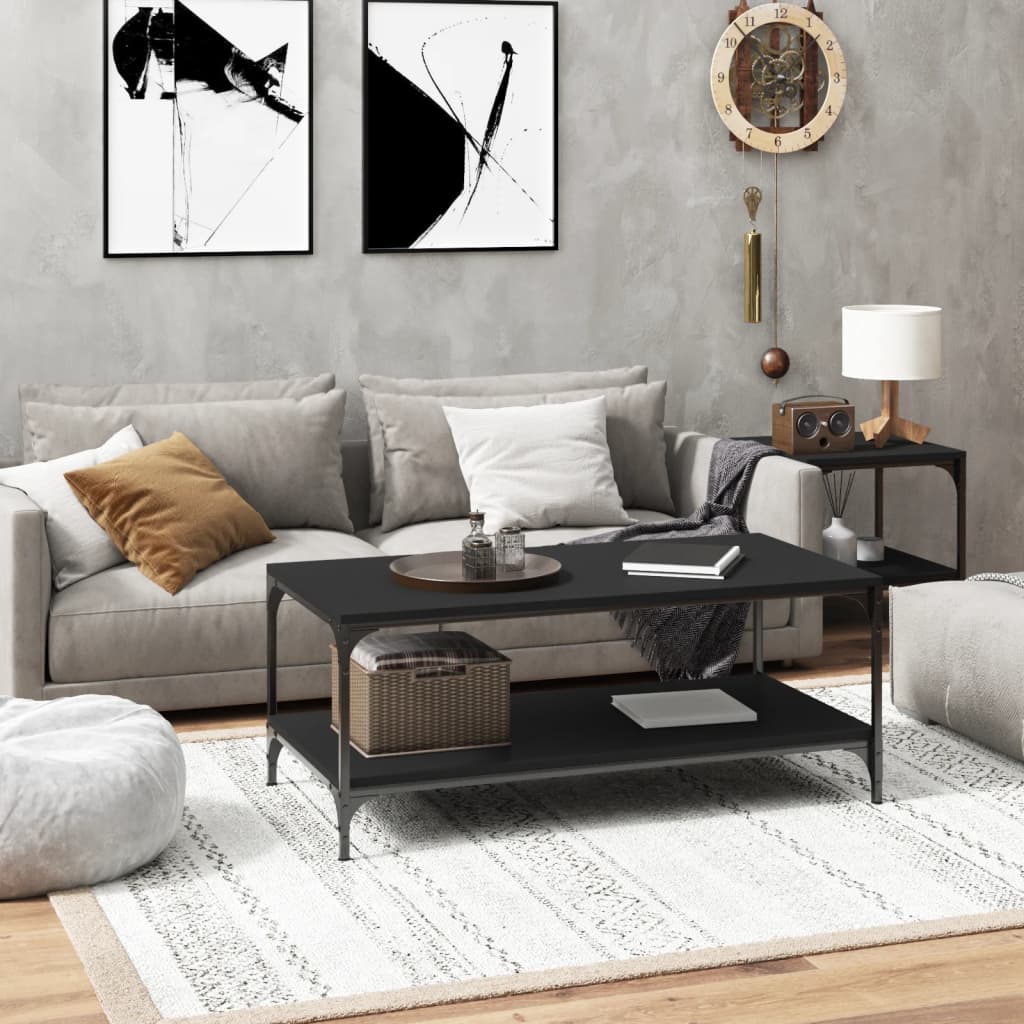 Salongbord svart 100x50x40 cm konstruert tre