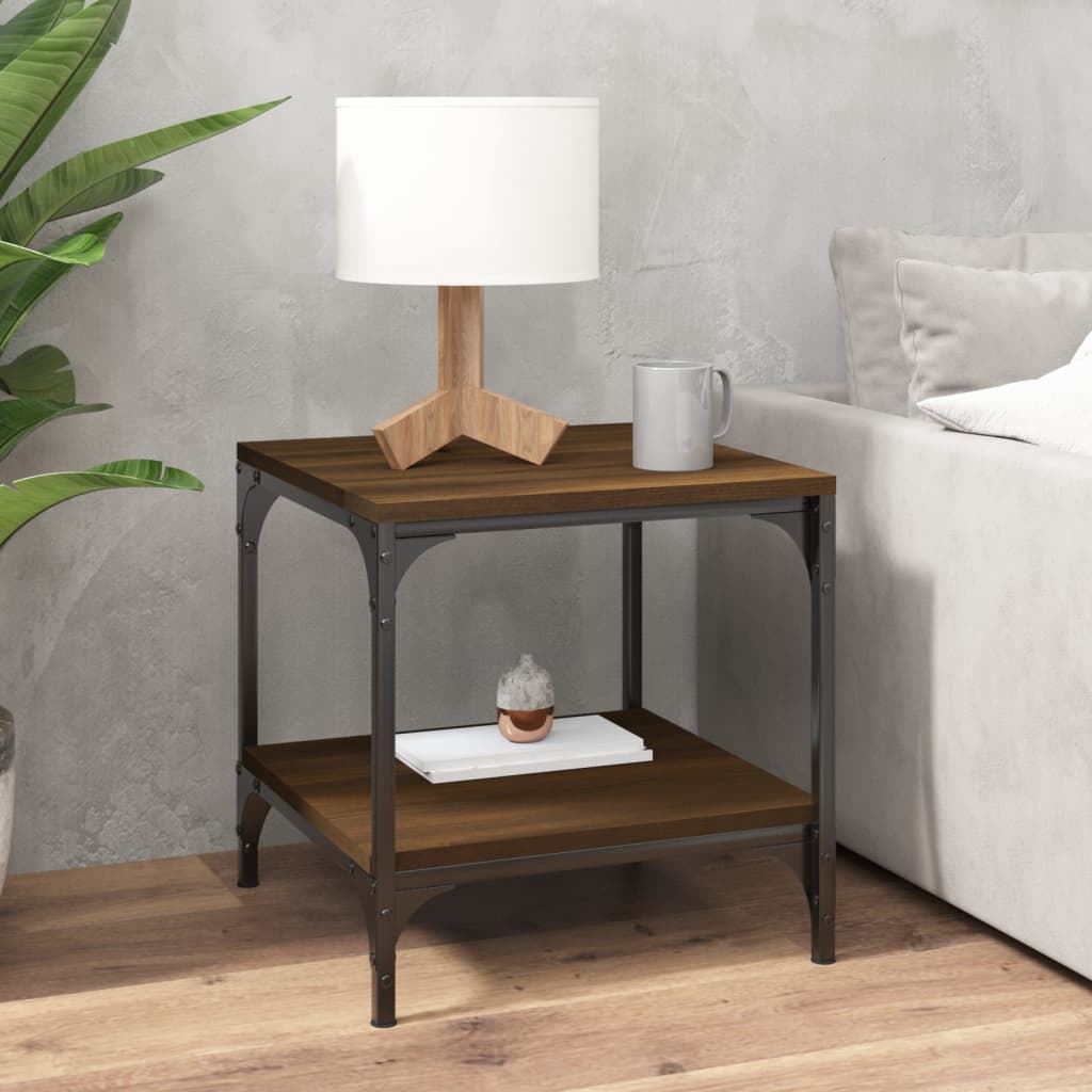 Sidebord 2 stk brun eik 40x40x40 cm konstruert tre