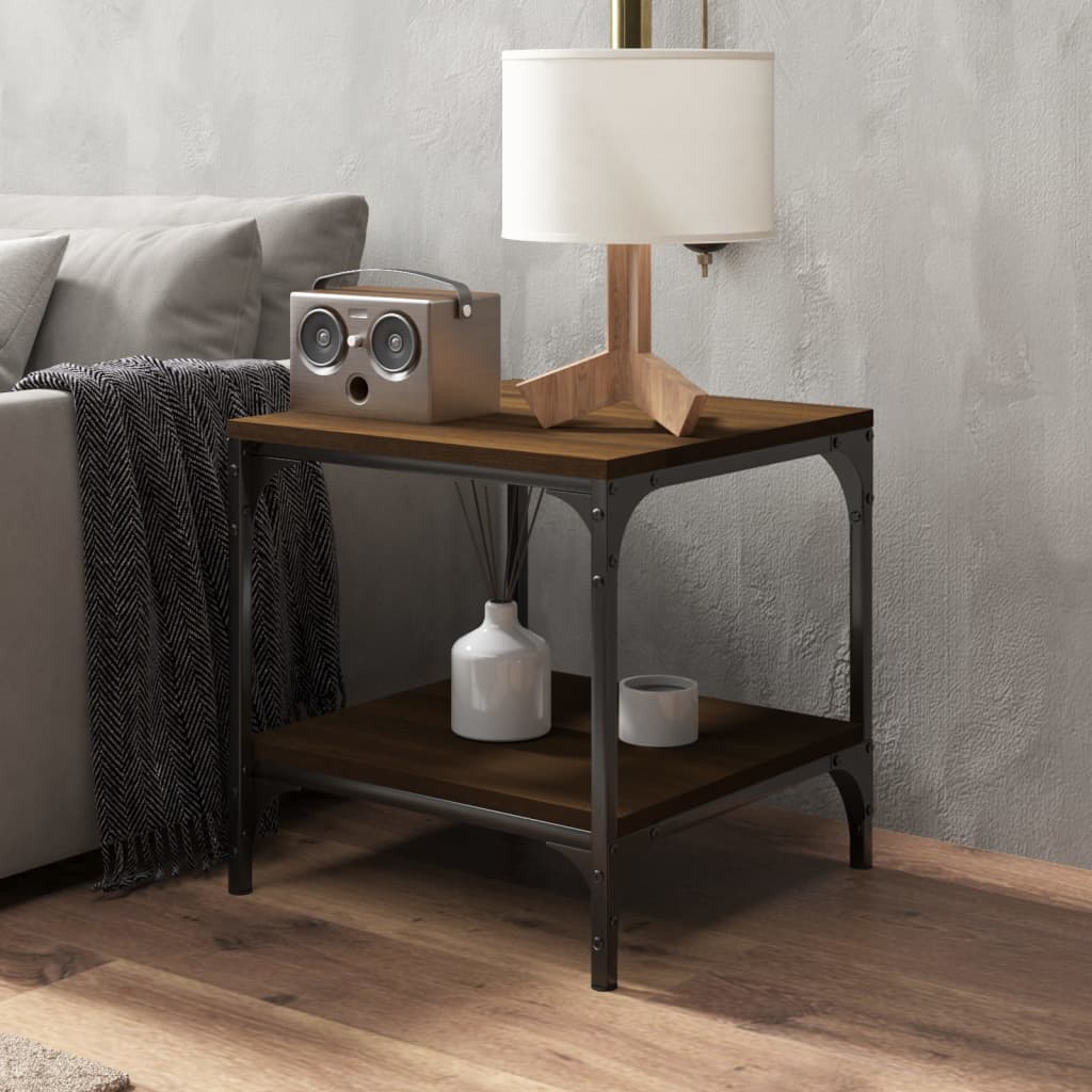 Sidebord 2 stk brun eik 40x40x40 cm konstruert tre