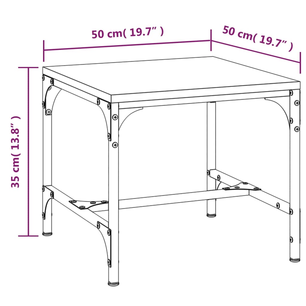 Salongbord røkt eik 50x50x35 cm konstruert tre