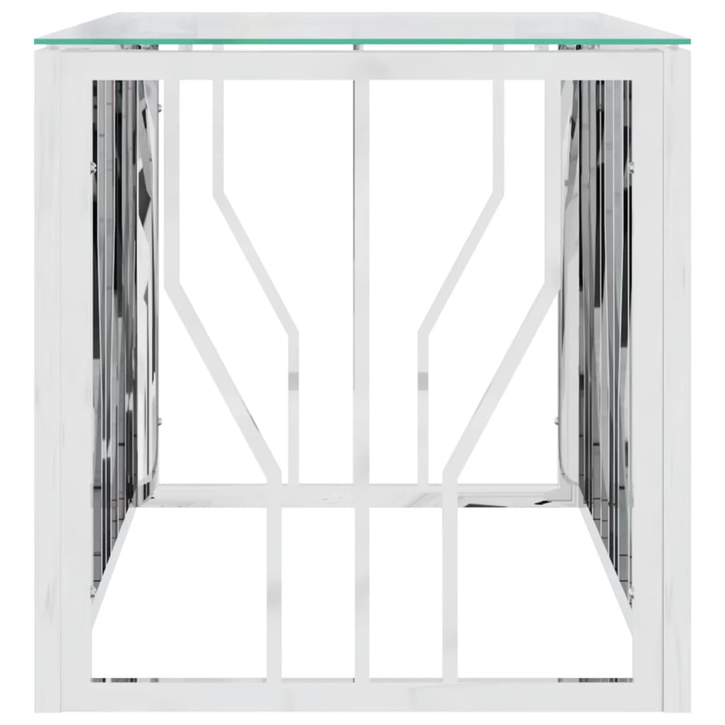 Salongbord 110x45x45 cm rustfritt stål og glass