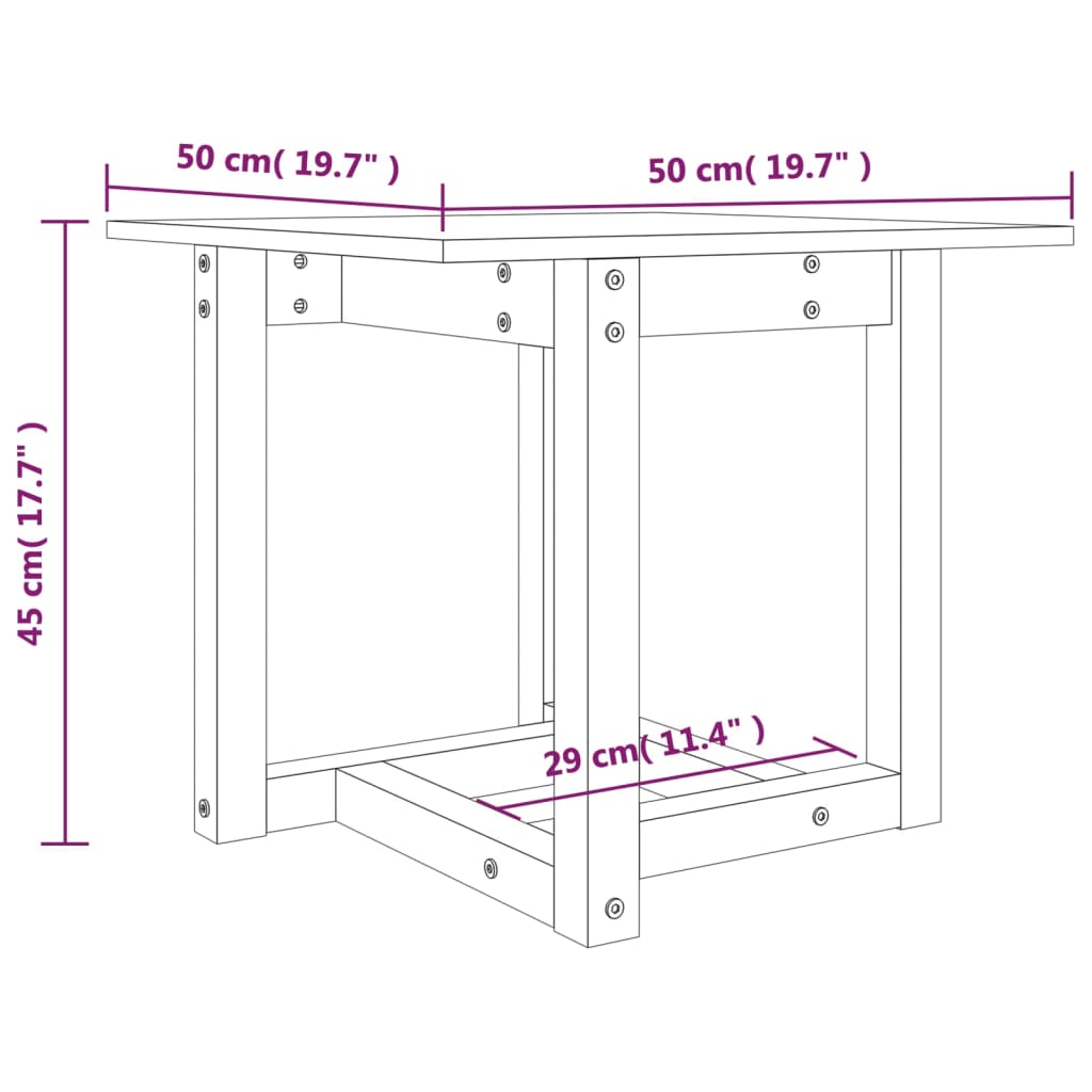 Salongbord svart 50x50x45 cm heltre furu
