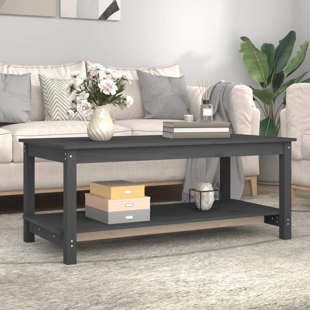 Salongbord grå 110x55x45 cm heltre furu
