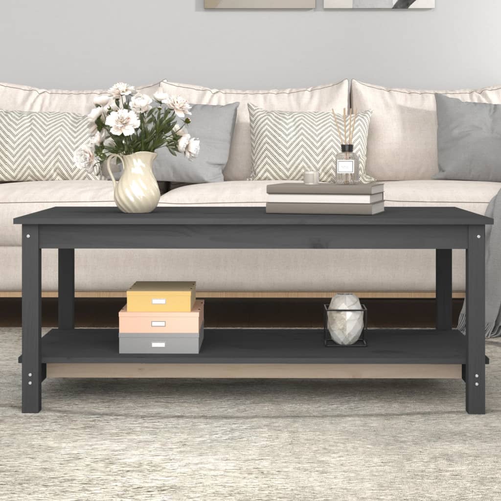 Salongbord grå 110x55x45 cm heltre furu