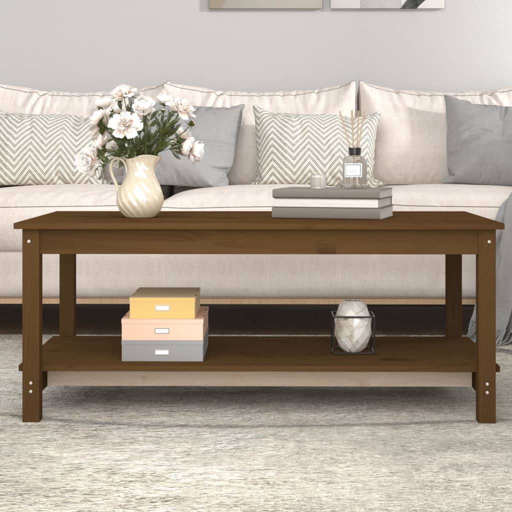 Salongbord honningbrun 110x55x45 cm heltre furu