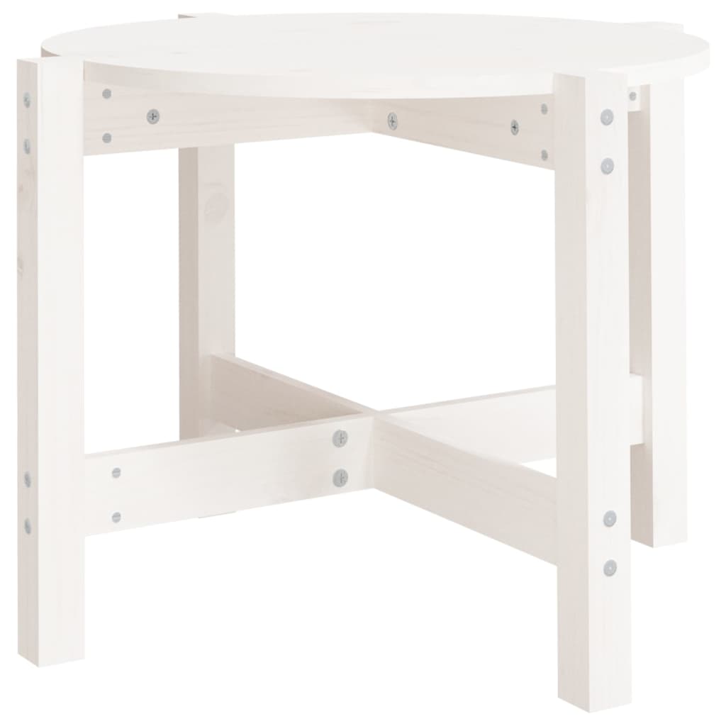 Salongbord hvit Ø 62,5x45 cm heltre furu