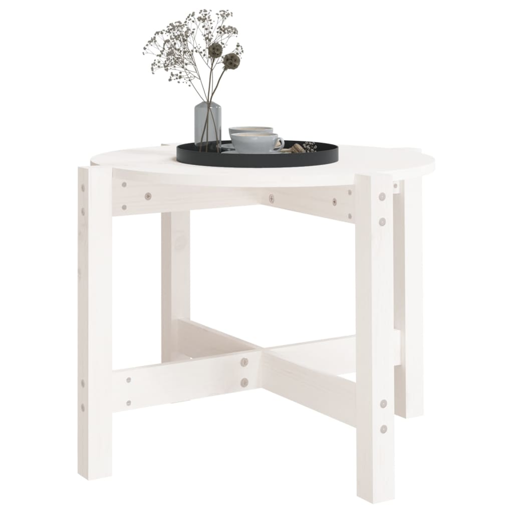 Salongbord hvit Ø 62,5x45 cm heltre furu