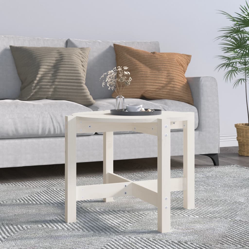 Salongbord hvit Ø 62,5x45 cm heltre furu