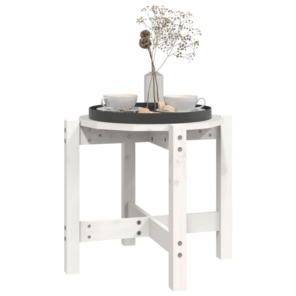 Salongbord hvit Ø 52,5x45 cm heltre furu