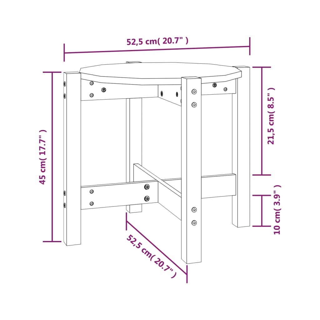 Salongbord hvit Ø 52,5x45 cm heltre furu