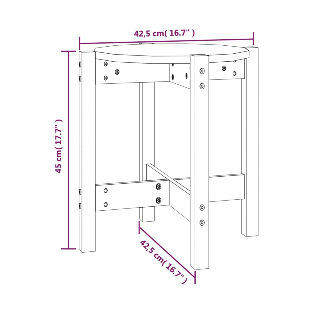 Salongbord grå Ø 42,5x45 cm heltre furu