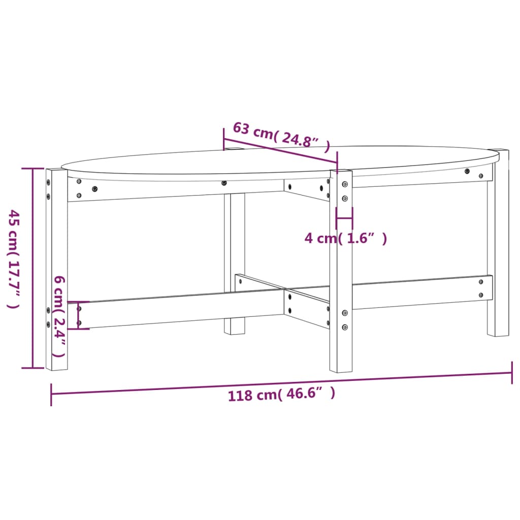 Salongbord svart 118x63x45 cm heltre furu