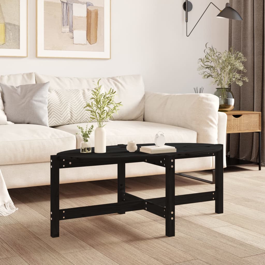 Salongbord svart 118x63x45 cm heltre furu
