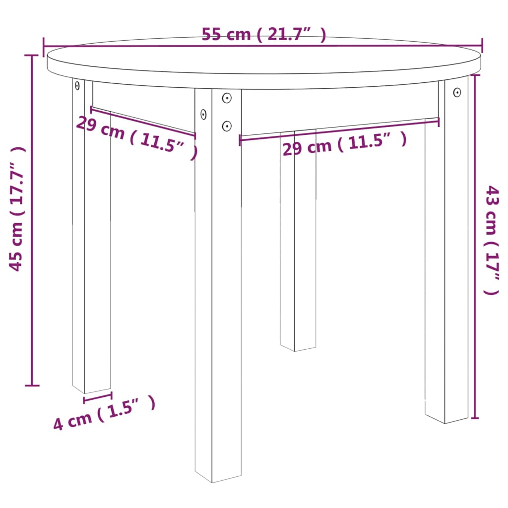 Salongbord grå Ø 55x45 cm heltre furu