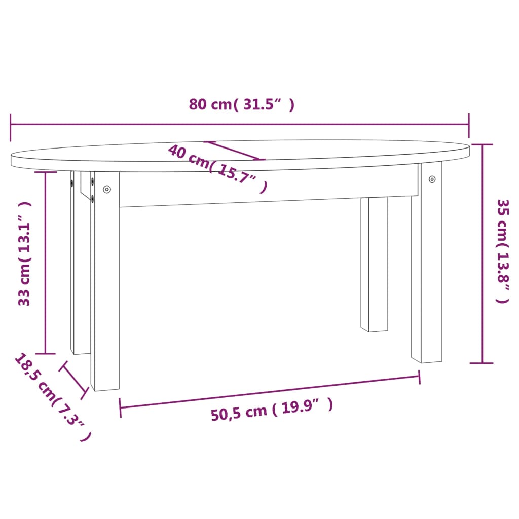 Salongbord grå 80x40x35 cm heltre furu