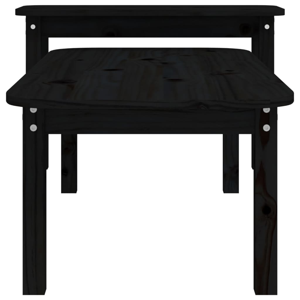 Salongbord 2 stk svart heltre furu