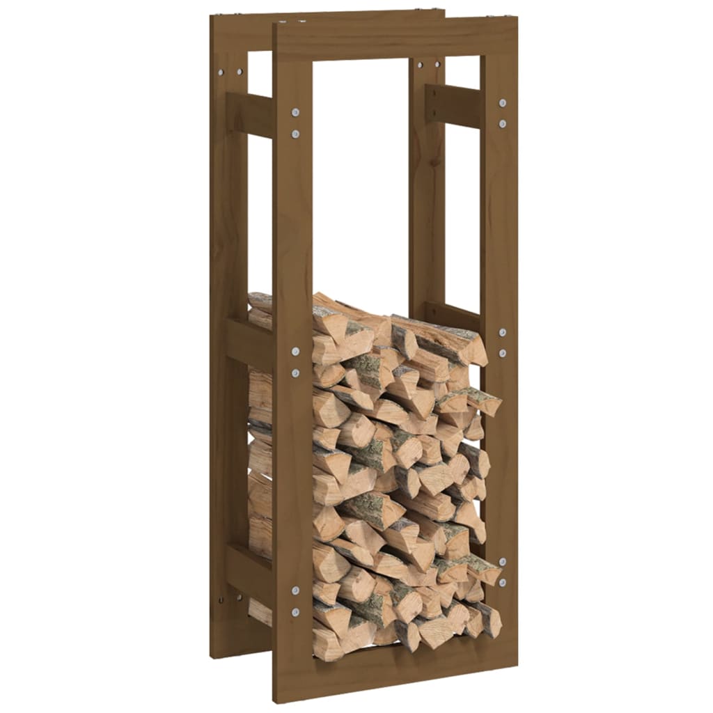 Vedstativ honningbrun 41x25x100 cm heltre furu